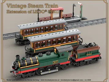 Thumbnail 1 of 6 for Vintage Steam Train (Extension of set 60511)